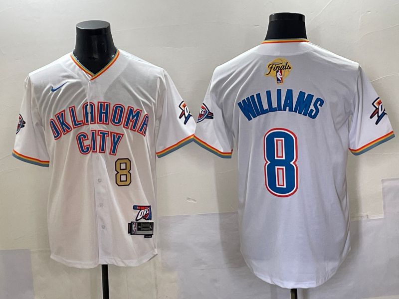 Men 2025 Oklahoma City Thunder #8 Williams White Nike Joint Name NBA Jersey style 2